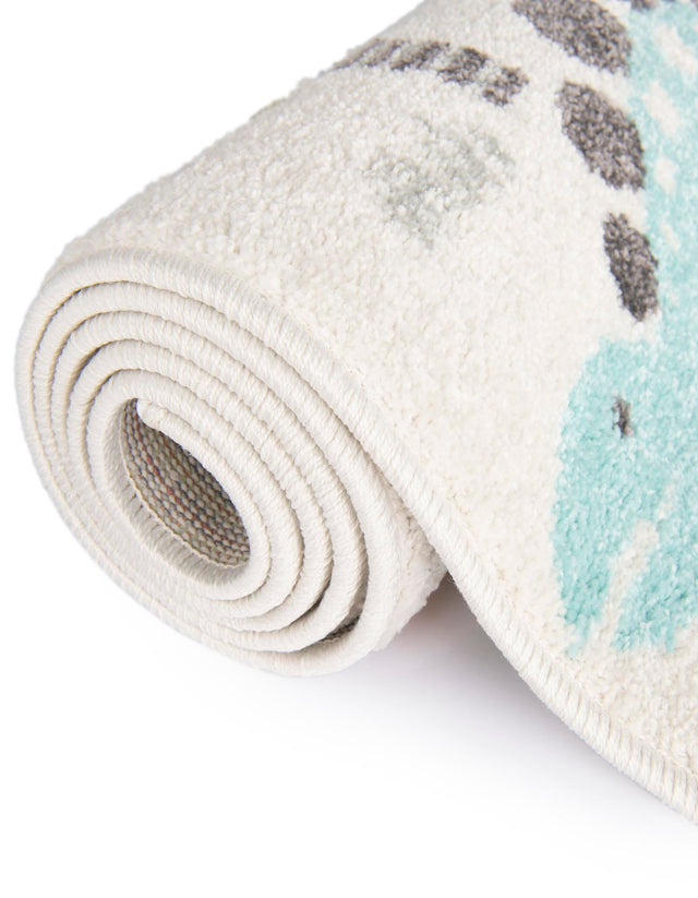 Ivory 5' 1 x 5' 1 Whimsy Kids Round Area Rug for Baby Nursery, Toddler Playroom, Bedrooms