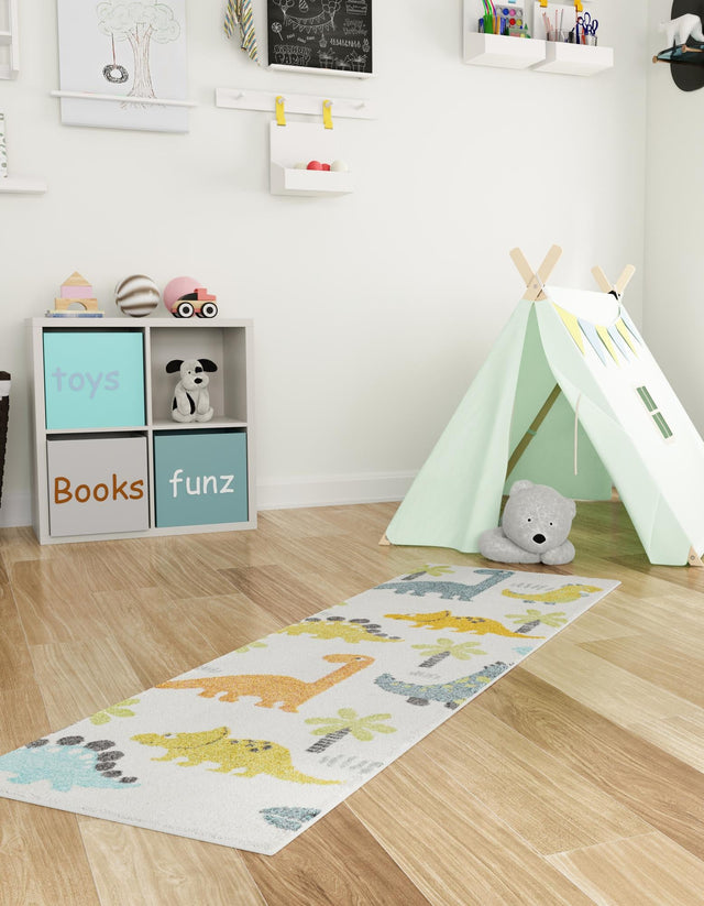 Ivory 2' 2 x 6' 1 Whimsy Kids Runner Area Rug for Baby Nursery, Toddler Playroom, Bedrooms