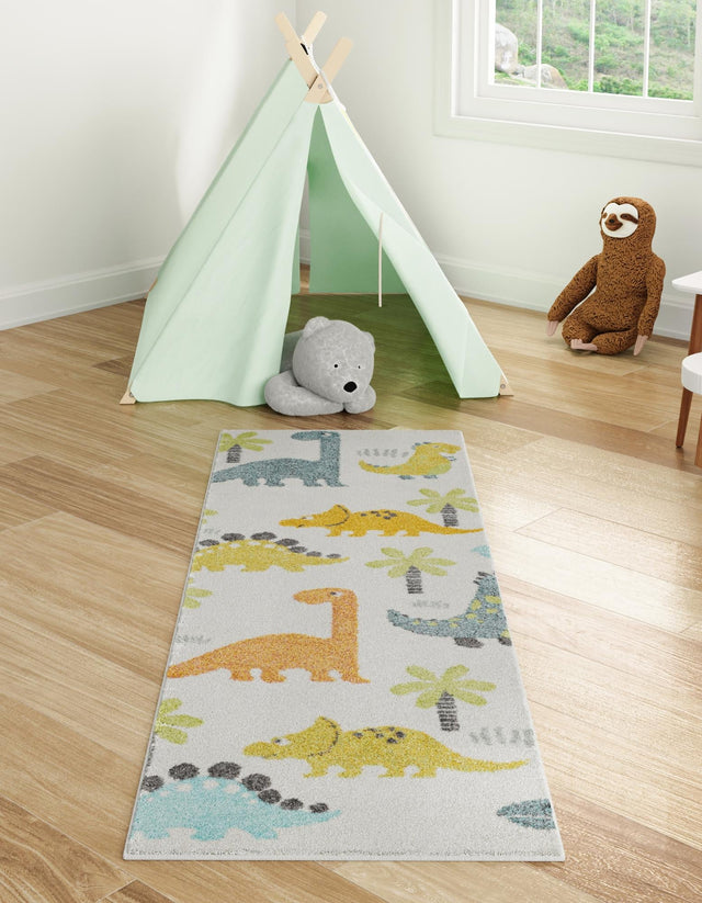Ivory 2' 2 x 6' 1 Whimsy Kids Runner Area Rug for Baby Nursery, Toddler Playroom, Bedrooms