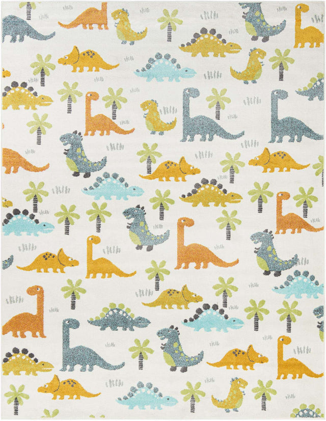 Ivory 7' 10 x 10' Whimsy Kids Rectangle Area Rug for Baby Nursery, Toddler Playroom, Bedrooms