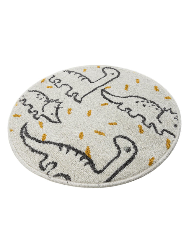 Ivory 2' 2 x 2' 2 Whimsy Kids Round Area Rug for Baby Nursery, Toddler Playroom, Bedrooms