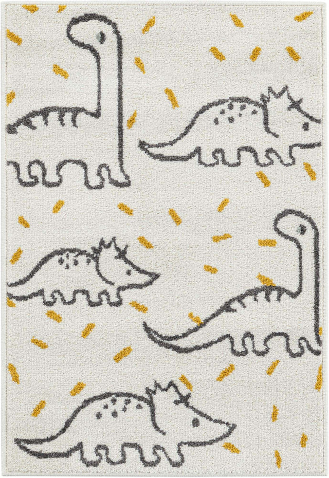 Ivory 2' 2 x 3' 1 Whimsy Kids Rectangle Area Rug for Baby Nursery, Toddler Playroom, Bedrooms Playful Fun Design Easy Clean Carpet for Sale at Rug Engine