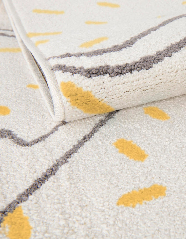 Ivory 5' 3 x 8' Whimsy Kids Rectangle Area Rug for Baby Nursery, Toddler Playroom, Bedrooms