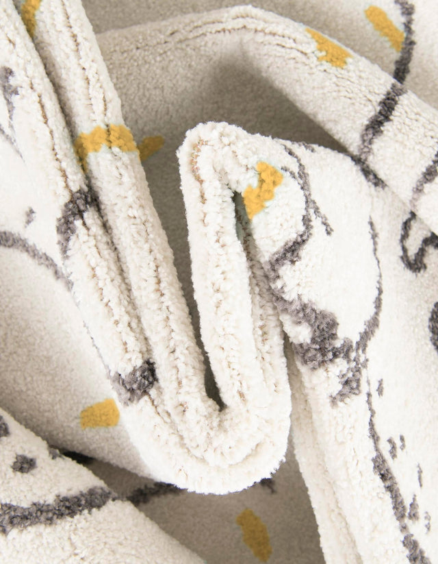 Ivory 7' 10 x 10' Whimsy Kids Rectangle Area Rug for Baby Nursery, Toddler Playroom, Bedrooms