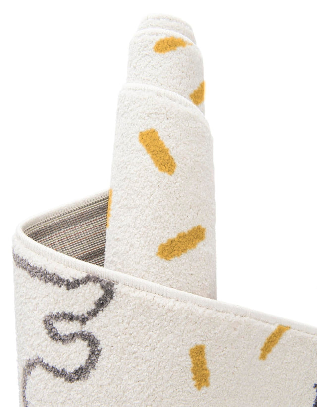 Ivory 7' 10 x 10' Whimsy Kids Rectangle Area Rug for Baby Nursery, Toddler Playroom, Bedrooms