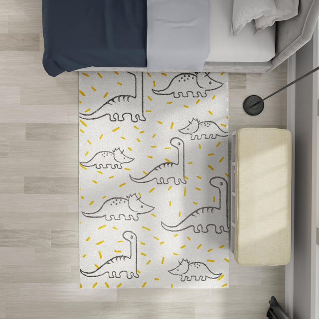 Ivory 7' 10 x 10' Whimsy Kids Rectangle Area Rug for Baby Nursery, Toddler Playroom, Bedrooms