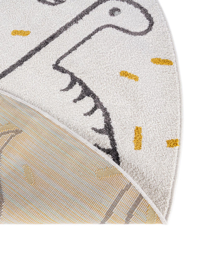Ivory 2' 2 x 2' 2 Whimsy Kids Round Area Rug for Baby Nursery, Toddler Playroom, Bedrooms