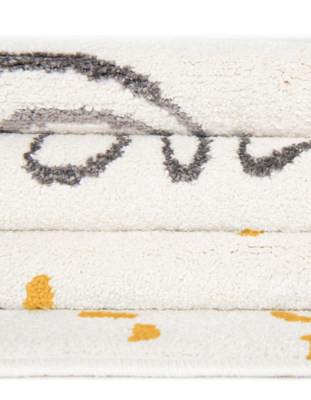 Ivory 2' 2 x 2' 2 Whimsy Kids Round Area Rug for Baby Nursery, Toddler Playroom, Bedrooms