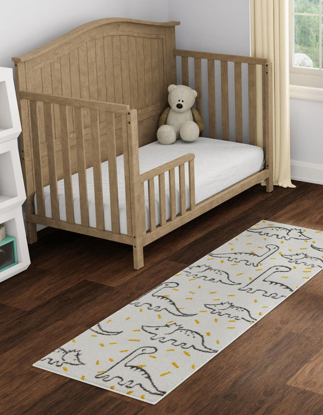 Ivory 2' 2 x 6' 1 Whimsy Kids Runner Area Rug for Baby Nursery, Toddler Playroom, Bedrooms