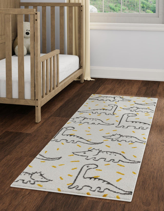Ivory 2' 2 x 6' 1 Whimsy Kids Runner Area Rug for Baby Nursery, Toddler Playroom, Bedrooms