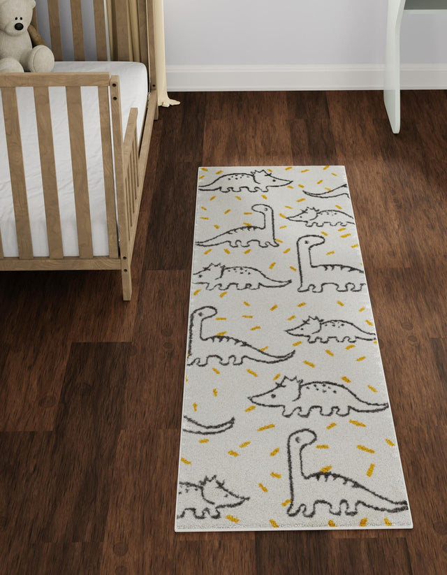 Ivory 2' 2 x 6' 1 Whimsy Kids Runner Area Rug for Baby Nursery, Toddler Playroom, Bedrooms