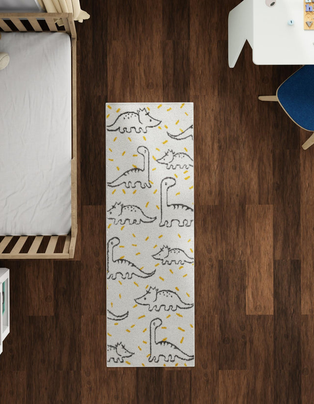 Ivory 2' 2 x 6' 1 Whimsy Kids Runner Area Rug for Baby Nursery, Toddler Playroom, Bedrooms