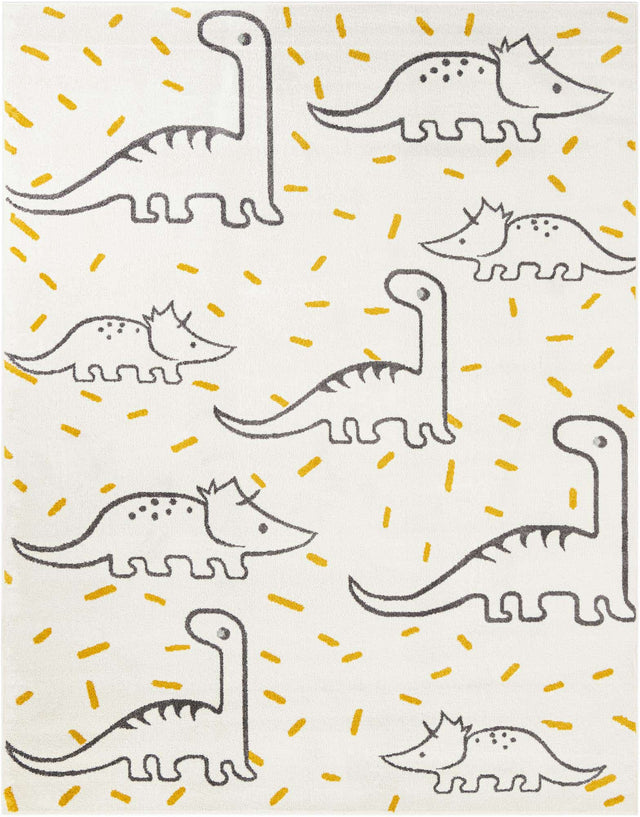 Ivory 7' 10 x 10' Whimsy Kids Rectangle Area Rug for Baby Nursery, Toddler Playroom, Bedrooms
