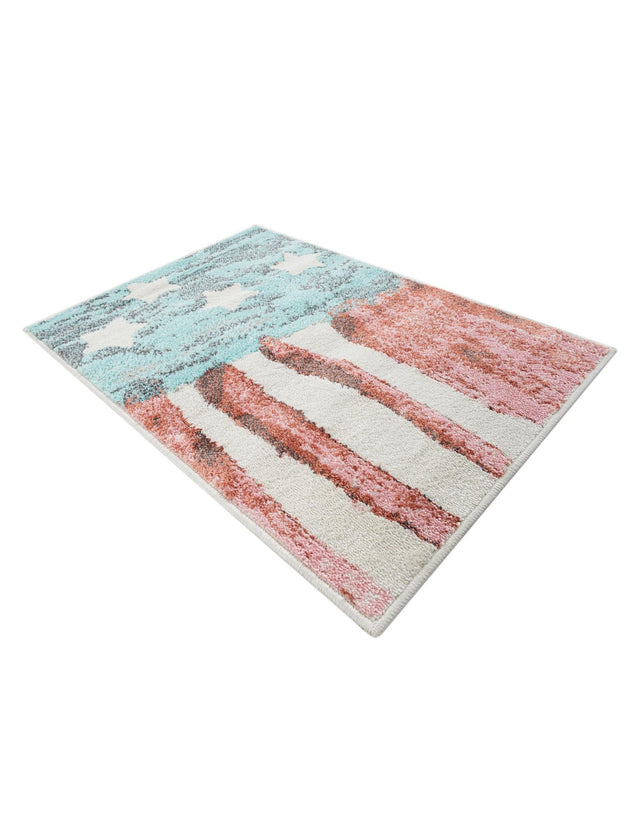 Red and Blue 2' 2 x 3' 1 Whimsy Kids Rectangle Area Rug for Baby Nursery, Toddler Playroom, Bedrooms