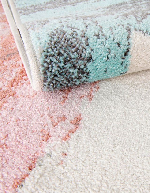 Red and Blue 7' 10 x 7' 10 Whimsy Kids Round Area Rug for Baby Nursery, Toddler Playroom, Bedrooms