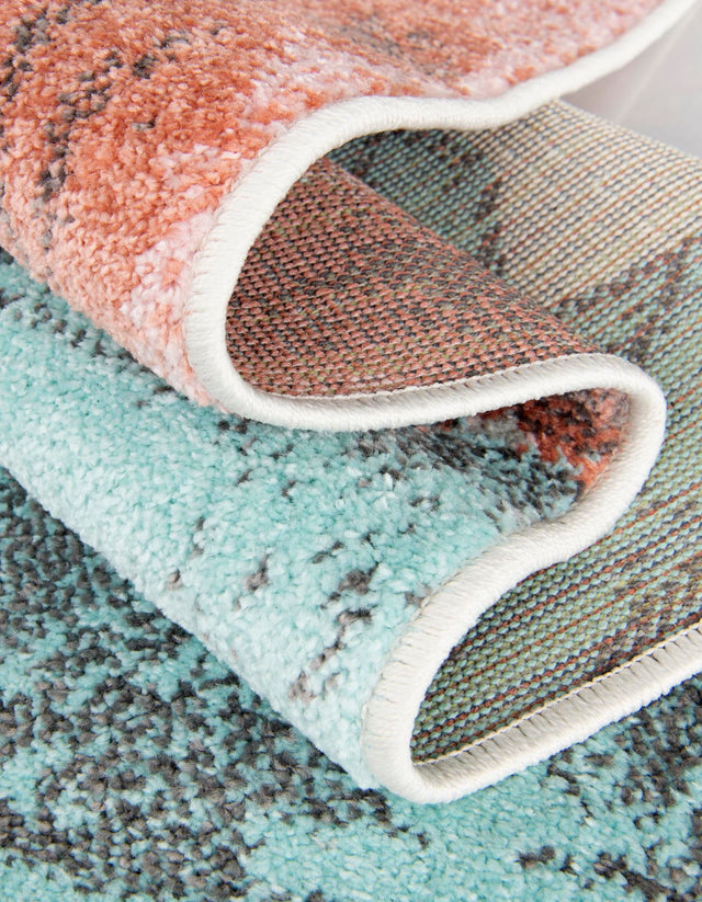 Red and Blue 5' 1 x 5' 1 Whimsy Kids Round Area Rug for Baby Nursery, Toddler Playroom, Bedrooms