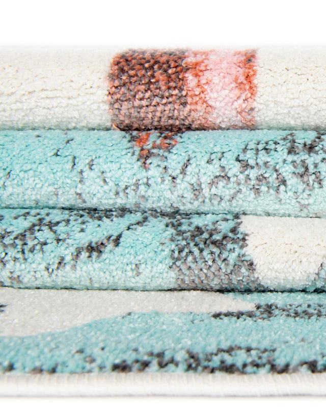 Red and Blue 7' 10 x 7' 10 Whimsy Kids Round Area Rug for Baby Nursery, Toddler Playroom, Bedrooms