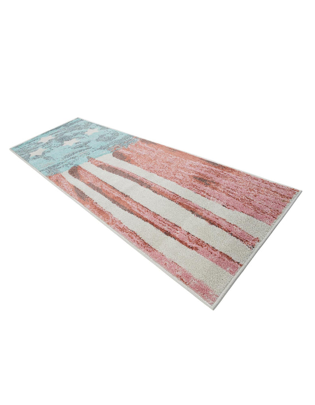 Red and Blue 2' 2 x 6' 1 Whimsy Kids Runner Area Rug for Baby Nursery, Toddler Playroom, Bedrooms