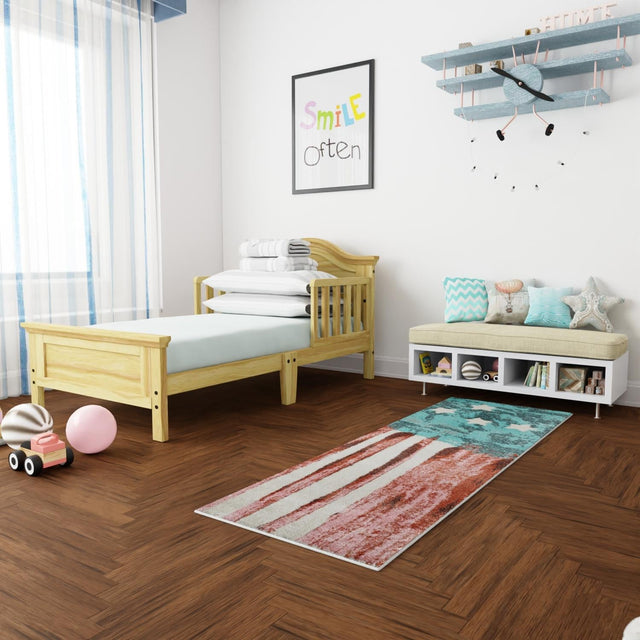 Red and Blue 2' 2 x 6' 1 Whimsy Kids Runner Area Rug for Baby Nursery, Toddler Playroom, Bedrooms