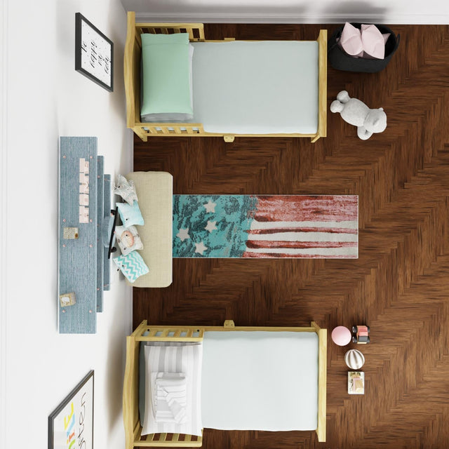 Red and Blue 2' 2 x 6' 1 Whimsy Kids Runner Area Rug for Baby Nursery, Toddler Playroom, Bedrooms