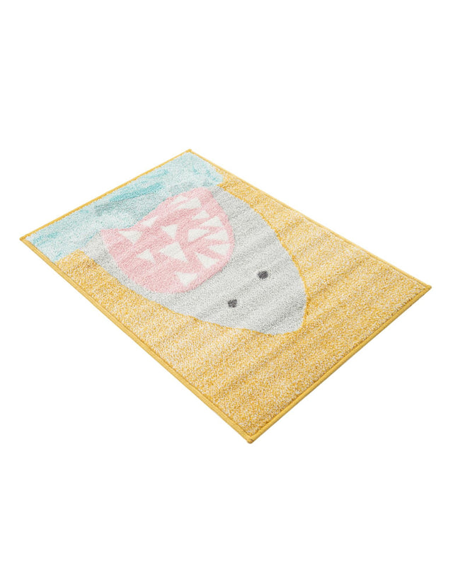 Yellow 2' 2 x 3' 1 Whimsy Kids Rectangle Area Rug for Baby Nursery, Toddler Playroom, Bedrooms
