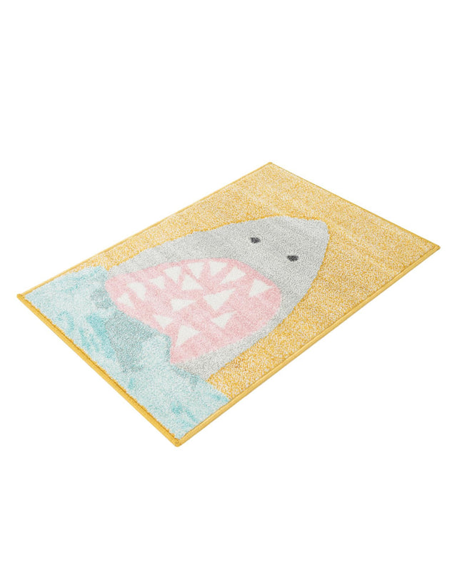 Yellow 2' 2 x 3' 1 Whimsy Kids Rectangle Area Rug for Baby Nursery, Toddler Playroom, Bedrooms