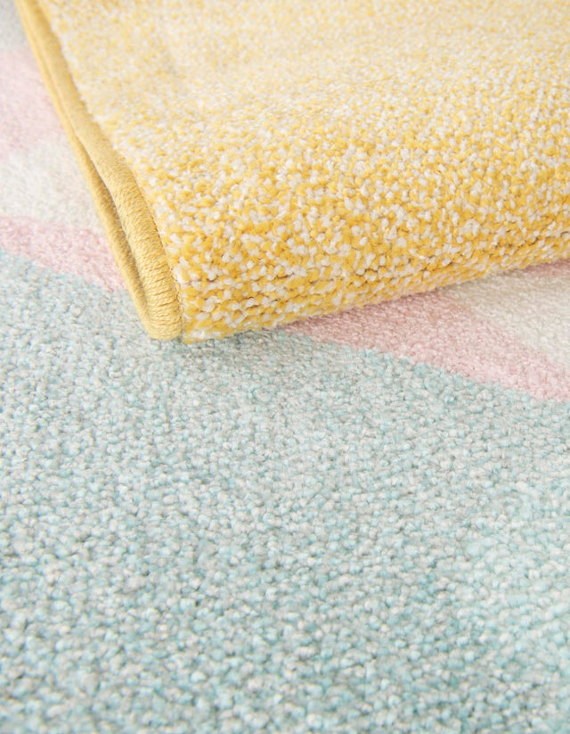 Yellow 7' 10 x 10' Whimsy Kids Rectangle Area Rug for Baby Nursery, Toddler Playroom, Bedrooms