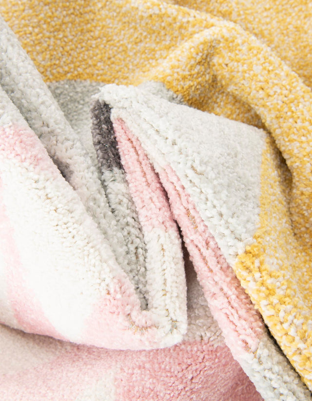 Yellow 2' 2 x 2' 2 Whimsy Kids Round Area Rug for Baby Nursery, Toddler Playroom, Bedrooms