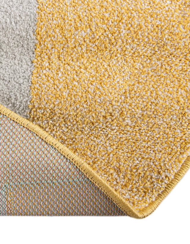 Yellow 5' 1 x 5' 1 Whimsy Kids Round Area Rug for Baby Nursery, Toddler Playroom, Bedrooms