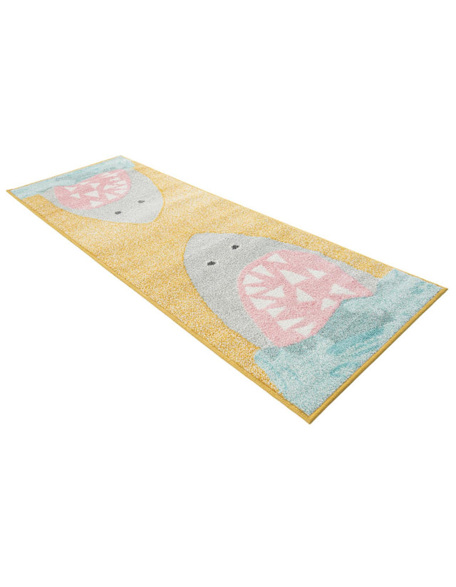 Yellow 2' 2 x 6' 1 Whimsy Kids Runner Area Rug for Baby Nursery, Toddler Playroom, Bedrooms