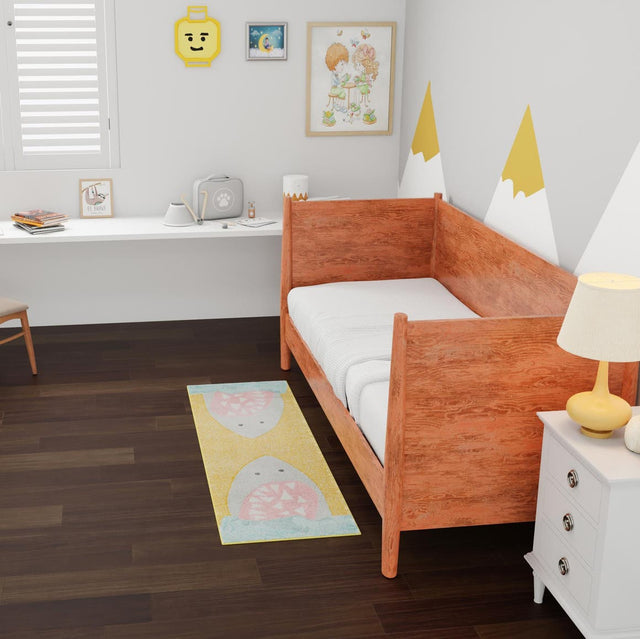 Yellow 2' 2 x 6' 1 Whimsy Kids Runner Area Rug for Baby Nursery, Toddler Playroom, Bedrooms