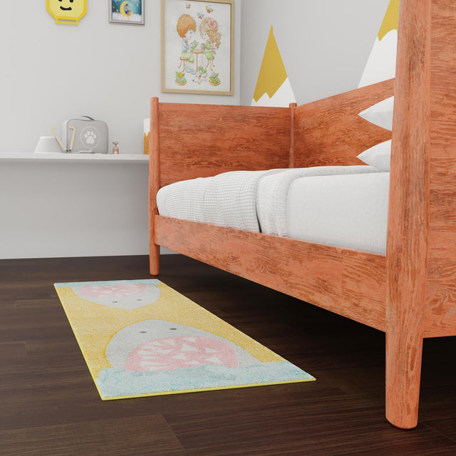 Yellow 2' 2 x 6' 1 Whimsy Kids Runner Area Rug for Baby Nursery, Toddler Playroom, Bedrooms