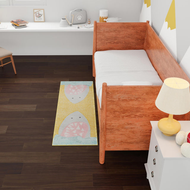 Yellow 2' 2 x 6' 1 Whimsy Kids Runner Area Rug for Baby Nursery, Toddler Playroom, Bedrooms