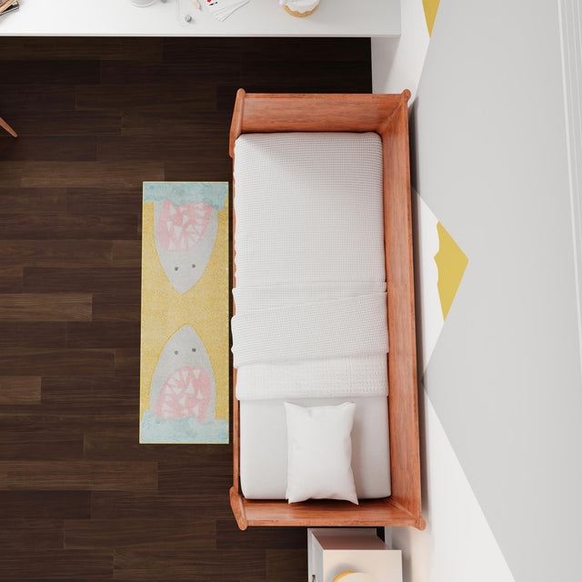 Yellow 2' 2 x 6' 1 Whimsy Kids Runner Area Rug for Baby Nursery, Toddler Playroom, Bedrooms