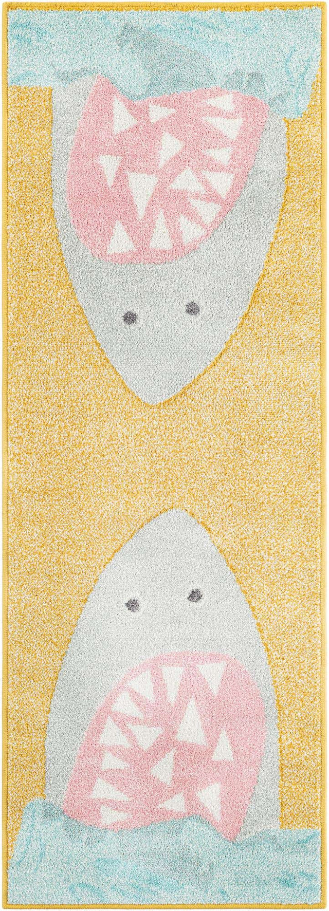 Yellow 2' 2 x 6' 1 Whimsy Kids Runner Area Rug for Baby Nursery, Toddler Playroom, Bedrooms