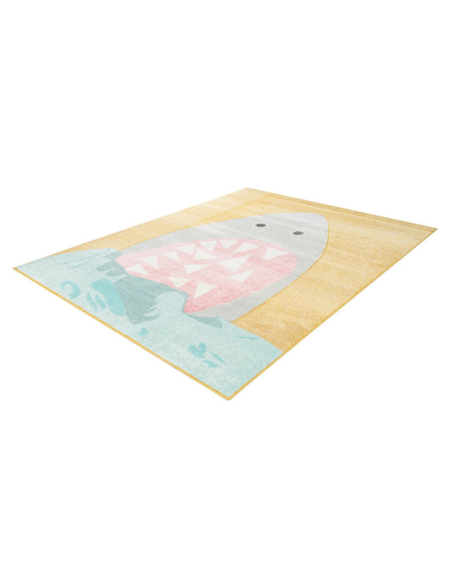 Yellow 7' 10 x 10' Whimsy Kids Rectangle Area Rug for Baby Nursery, Toddler Playroom, Bedrooms