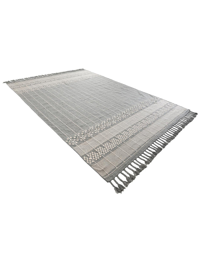 Cool Gray 10' x 14' 1 Eco Bohemian Indoor Outdoor Rectangle Area Rug Weather Resistant for Patio, Deck, Terrace, Balcony, Porch 100% Recycled PET Polyester Carpet Mat for Sale at Rug Engine