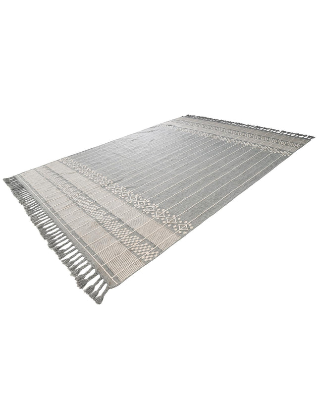 Cool Gray 10' x 14' 1 Eco Bohemian Indoor Outdoor Rectangle Area Rug Weather Resistant for Patio, Deck, Terrace, Balcony, Porch 100% Recycled PET Polyester Carpet Mat for Sale at Rug Engine