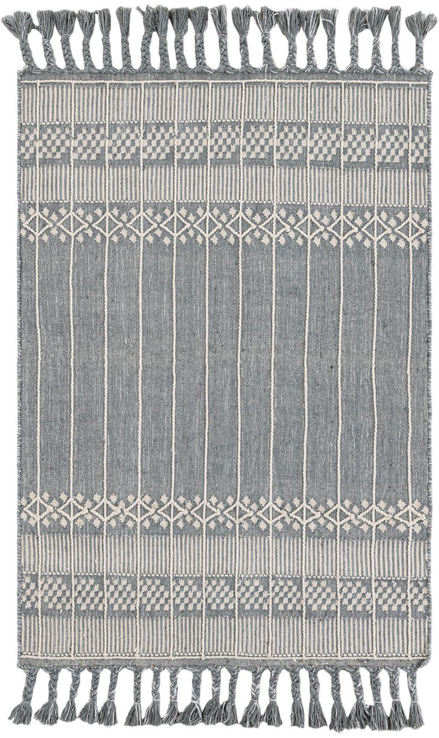 Cool Gray 4' 1 x 6' 1 Eco Bohemian Indoor Outdoor Rectangle Area Rug Weather Resistant for Patio, Deck, Terrace, Balcony, Porch 100% Recycled PET Polyester Carpet Mat for Sale at Rug Engine