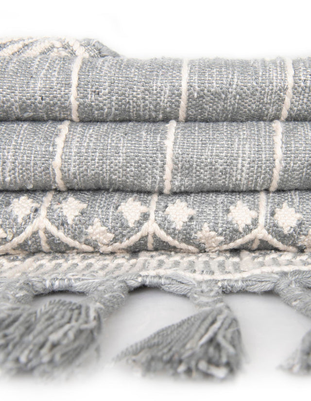 Cool Gray 2' 2 x 8' 2 Eco Bohemian Indoor Outdoor Runner Area Rug Weather Resistant for Patio, Deck, Terrace, Balcony, Porch 100% Recycled PET Polyester Carpet Mat for Sale at Rug Engine