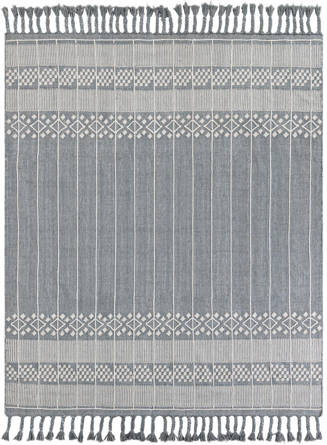 Cool Gray 7' 10 x 10' Eco Bohemian Indoor Outdoor Rectangle Area Rug Weather Resistant for Patio, Deck, Terrace, Balcony, Porch 100% Recycled PET Polyester Carpet Mat for Sale at Rug Engine
