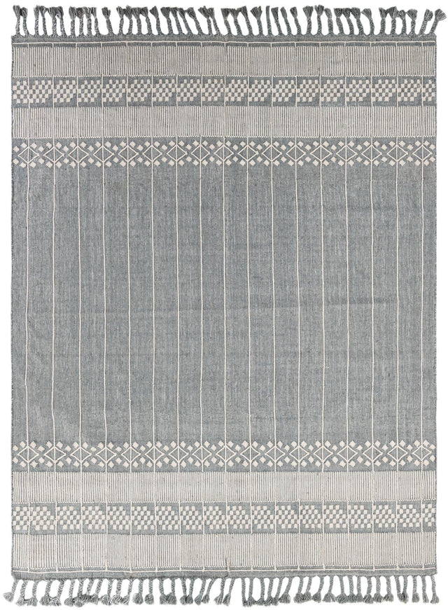 Cool Gray 9' x 12' Eco Bohemian Indoor Outdoor Rectangle Area Rug Weather Resistant for Patio, Deck, Terrace, Balcony, Porch 100% Recycled PET Polyester Carpet Mat for Sale at Rug Engine