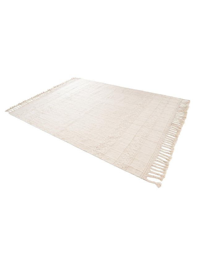 Ivory 7' 10 x 10' Eco Bohemian Indoor Outdoor Rectangle Area Rug Weather Resistant for Patio, Deck, Terrace, Balcony, Porch 100% Recycled PET Polyester Carpet Mat for Sale at Rug Engine