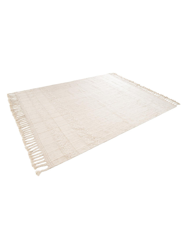 Ivory 7' 10 x 10' Eco Bohemian Indoor Outdoor Rectangle Area Rug Weather Resistant for Patio, Deck, Terrace, Balcony, Porch 100% Recycled PET Polyester Carpet Mat for Sale at Rug Engine
