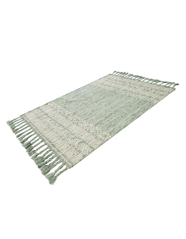 Sea Green 4' 1 x 6' 1 Eco Bohemian Indoor Outdoor Rectangle Area Rug Weather Resistant for Patio, Deck, Terrace, Balcony, Porch 100% Recycled PET Polyester Carpet Mat for Sale at Rug Engine