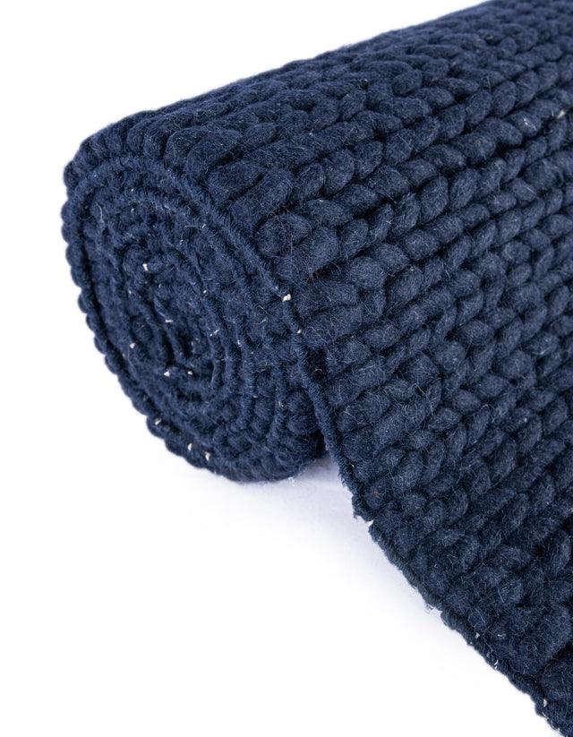 Navy Blue 9' x 12' Lana New Zealand Wool Rectangle Area Rug All Natural Premium Wool Hand Woven Carpet for Luxury Interior Home Design for Sale at Rug Engine