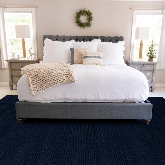 Navy Blue 5' 1 x 8' Lana New Zealand Wool Rectangle Area Rug All Natural Premium Wool Hand Woven Carpet for Luxury Interior Home Design for Sale at Rug Engine