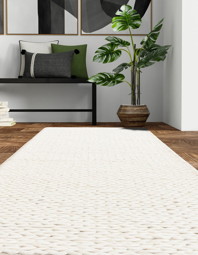 Ivory 2' x 6' 7 Lana New Zealand Wool Runner Area Rug All Natural Premium Wool Hand Woven Carpet for Luxury Interior Home Design for Sale at Rug Engine