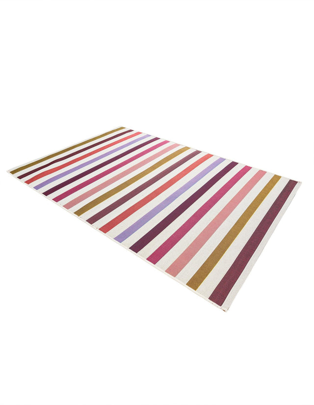 White 4' 1 x 6' 1 Outdoor Striped Rectangle Area Rug Weather Resistant for Patio, Deck, Terrace, Balcony, Porch Geometric Pattern Waterproof Carpet for Sale at Rug Engine
