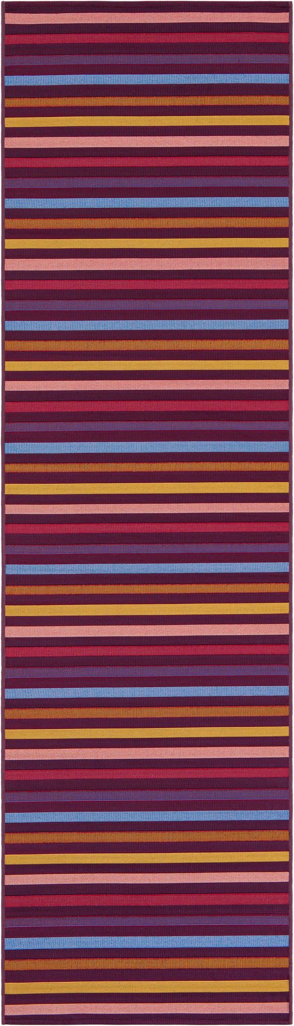 Multicolor 2' 7 x 10' Outdoor Striped Runner Area Rug Weather Resistant for Patio, Deck, Terrace, Balcony, Porch Geometric Pattern Waterproof Carpet for Sale at Rug Engine